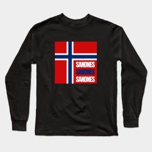 Sandnes City in Norwegian Flag Colors Long Sleeve T-Shirt